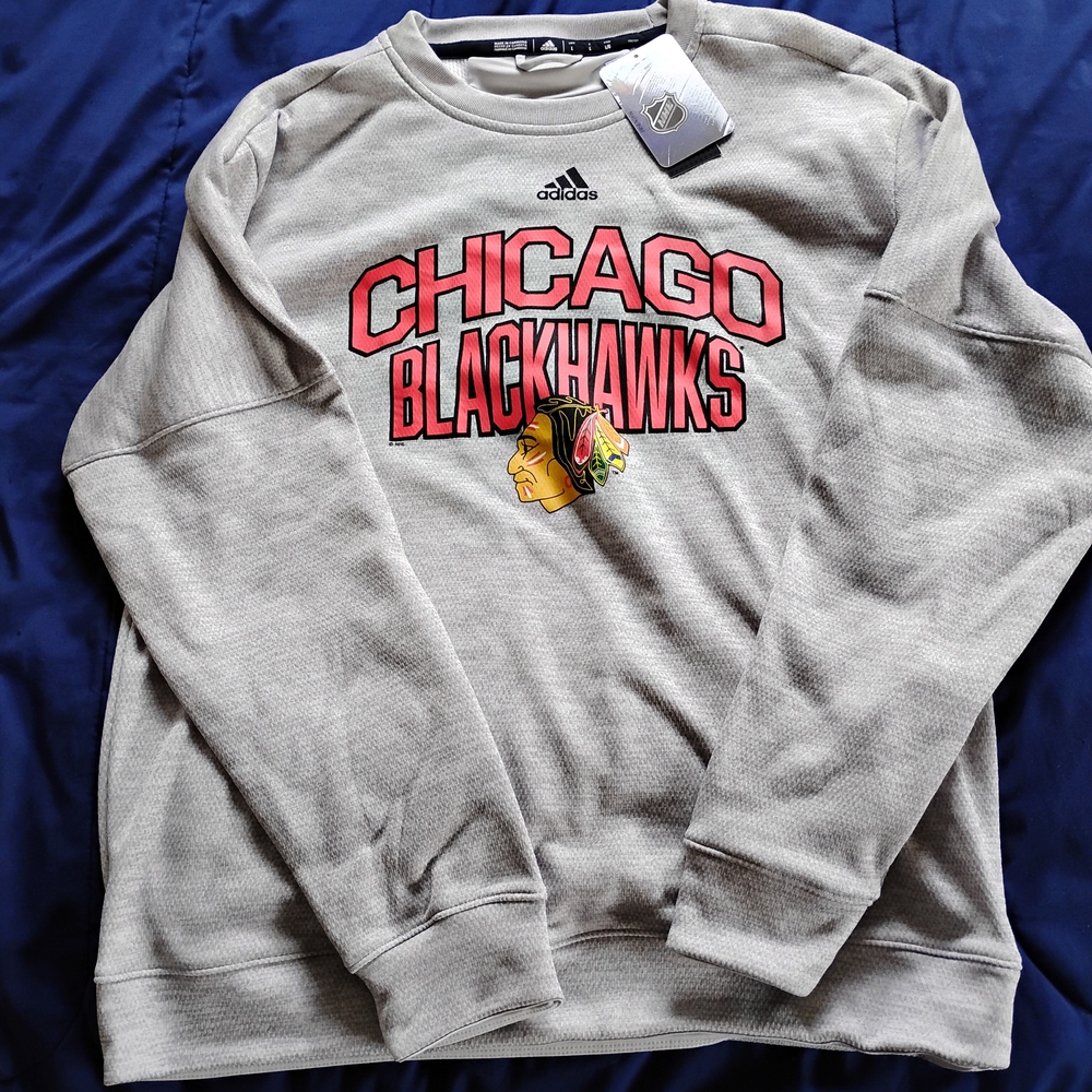 Adidas Gray Chicago Blackhawks Crewneck Sweater